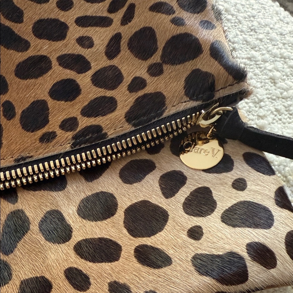 Clare V Tan and Black Leopard Clutch